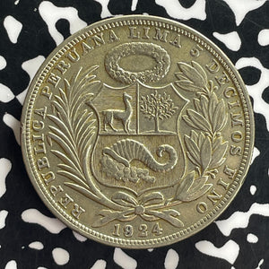 1924 Peru 1 Sol Lot#C0980 Large Silver!