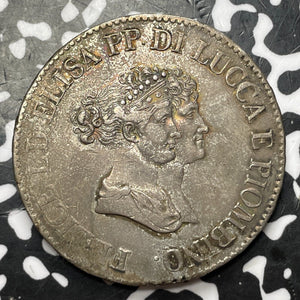 1805 Italy Lucca 5 Franchi Lot#JM7746 Large Silver! Nice! KM#24.1