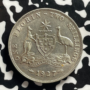 1927 Australia 1 Florin Lot#JM0033 Silver! Nice! KM#27
