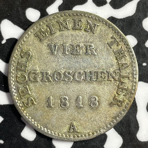 1818-A Germany Prussia 4 Groschen Lot#E2272 Silver!