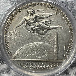 1931 Vatican City New Radio Station Medal PCGS SP62 Lot#GV8560 Silver! Nice UNC!