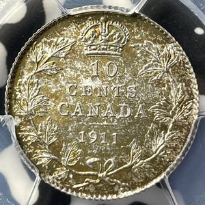 1911 Canada 10 Cents PCGS MS62 Lot#G7298 Silver! Nice UNC!