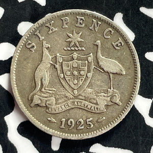 1925 Australia 6 Pence Sixpence Lot#T9645 Silver! Obverse Scratches