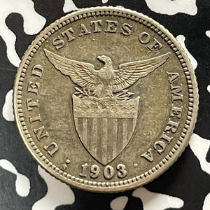 1903-S U.S. Philippines 20 Centavos Lot#T5253 Silver! Better Date