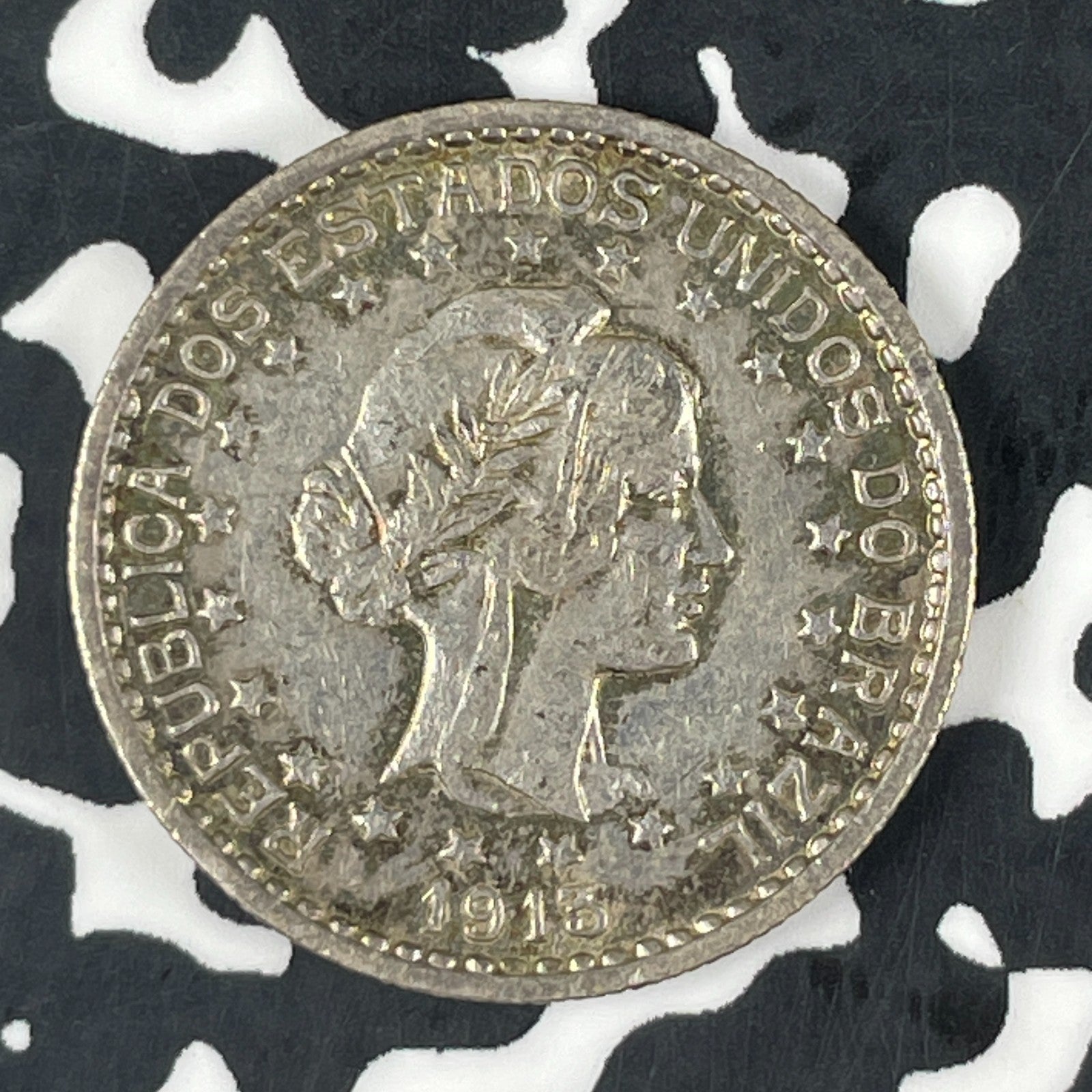 1913 Brazil 500 Reis Lot#F1318 Silver! High Grade! Beautiful!