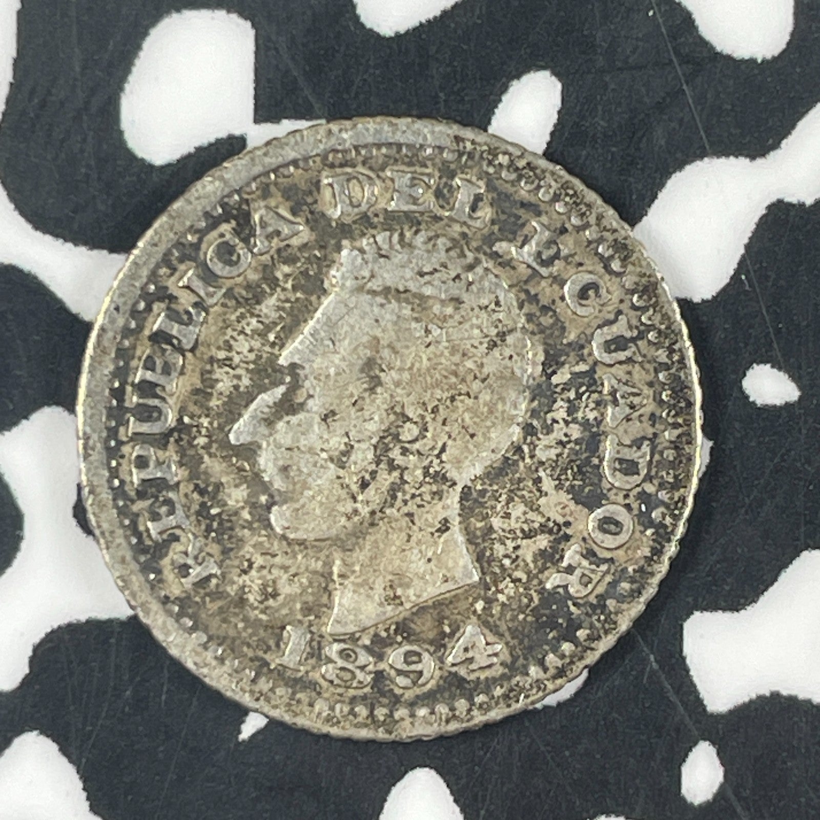 1894 Ecuador 1/2 Sucre Half Sucre Lot#F1168 Silver!