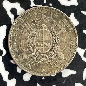 1893 Uruguay 20 Centesimos Lot#C1068 Silver!