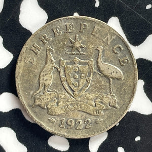 1922 Australia 3 Pence Threepence Lot#C0751 Silver!