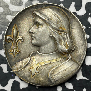 "1414" France Joan of Arc Medal Lot#E6552 Reverse Damage 33mm