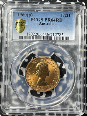 1960-(p) Australia 1/2 Penny PCGS PR64RD Lot#G8606 Choice UNC! 1,030 Minted