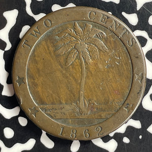1862 Liberia 2 Cents Lot#T7028