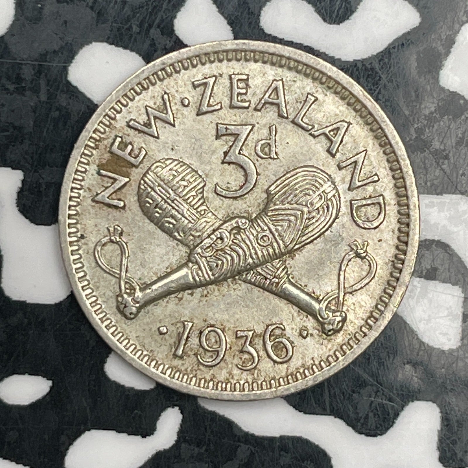 1936 New Zealand 3 Pence Threepence Lot#N2592 Silver! Nice!