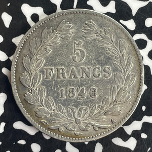 1846-A France 5 Francs Lot#T8283 Large Silver Coin!