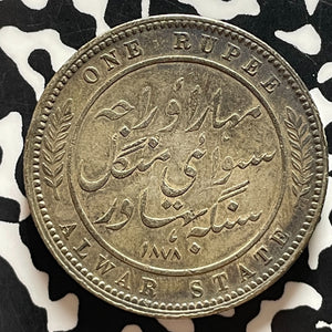 1878 India Alwar 1 Rupee Lot#JM9319 Silver! Nice! Scarce!