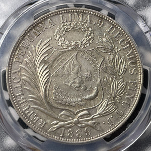 1894 Guatemala 1 Peso C/S On 1889 Peru 1 Sol PCGS AU Detail Lot#MK91 Silver!