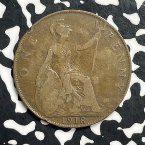 1918-H Great Britain 1 Penny Lot#C0531 Better Date! Nice Detail, Rim Dings