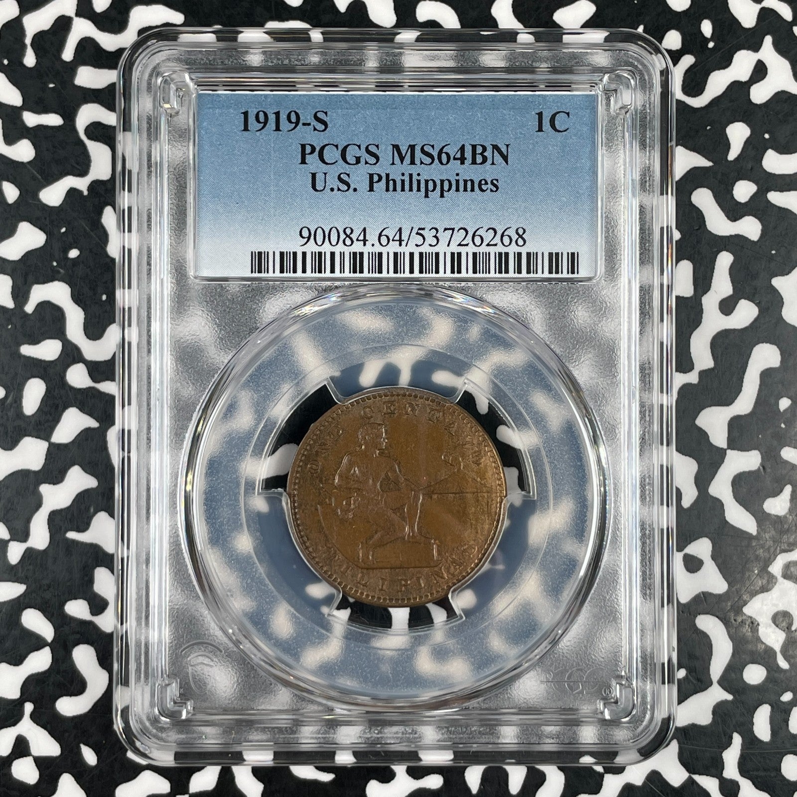 1919-S U.S. Philippines 1 Centavo PCGS MS64BN Lot#G3811 Choice UNC!