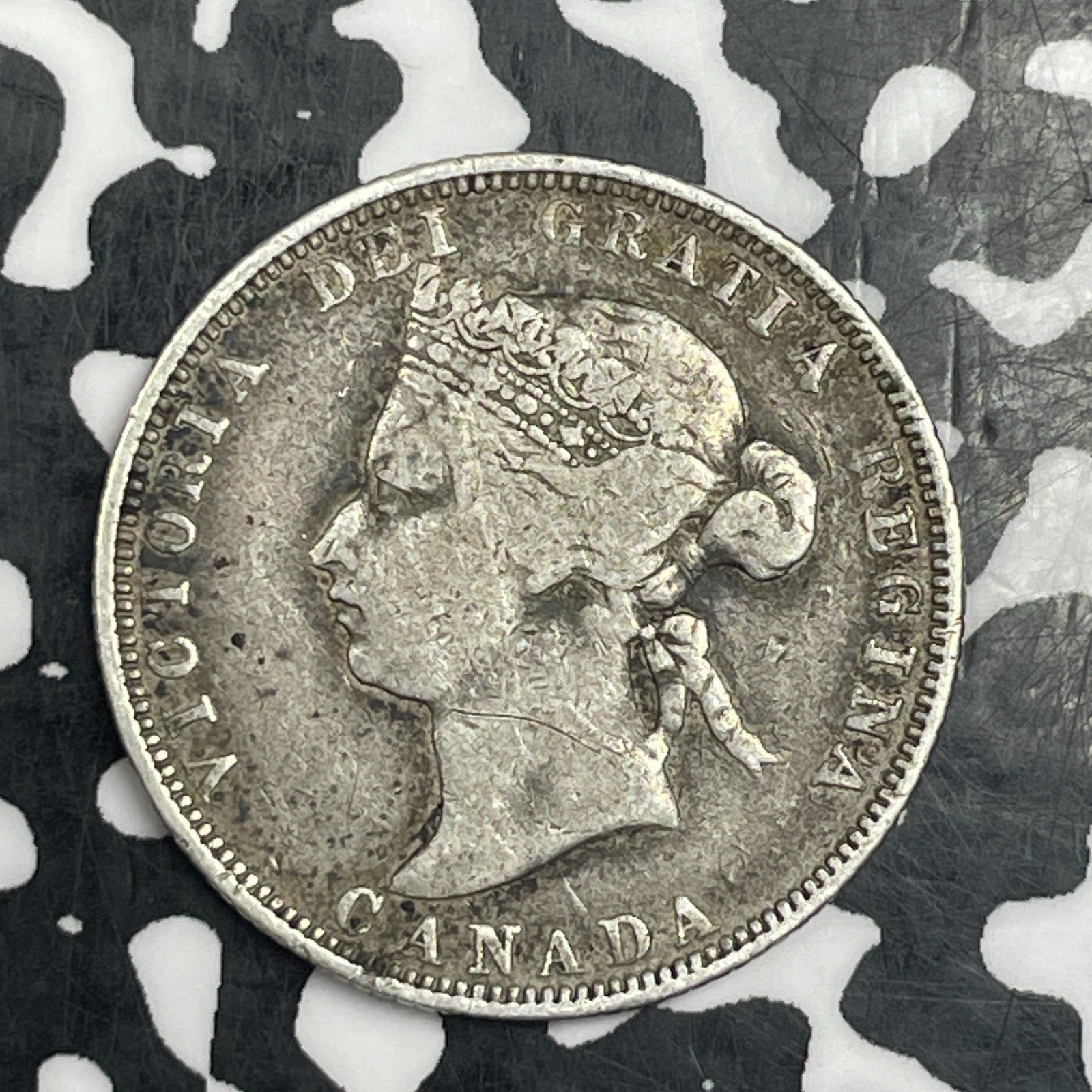 1880-H Canada 25 Cents Lot#C8908 Silver! Better Date, Reverse Scratches