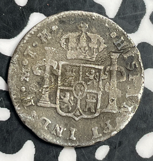 1808-Mo TH Mexico 1/2 Real Half Real Lot#T3182 Silver! Bent