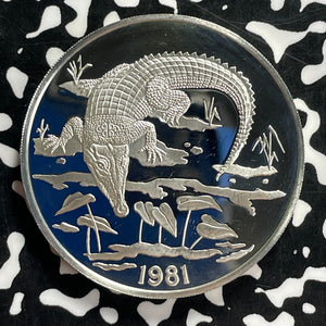1981 Jamaica $10 Dollars Lot#JM9890 Large Silver! Proof! Crocdile