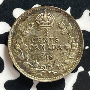 1918 Canada 5 Cents Lot#T7773 Silver! High Grade! Beautiful!