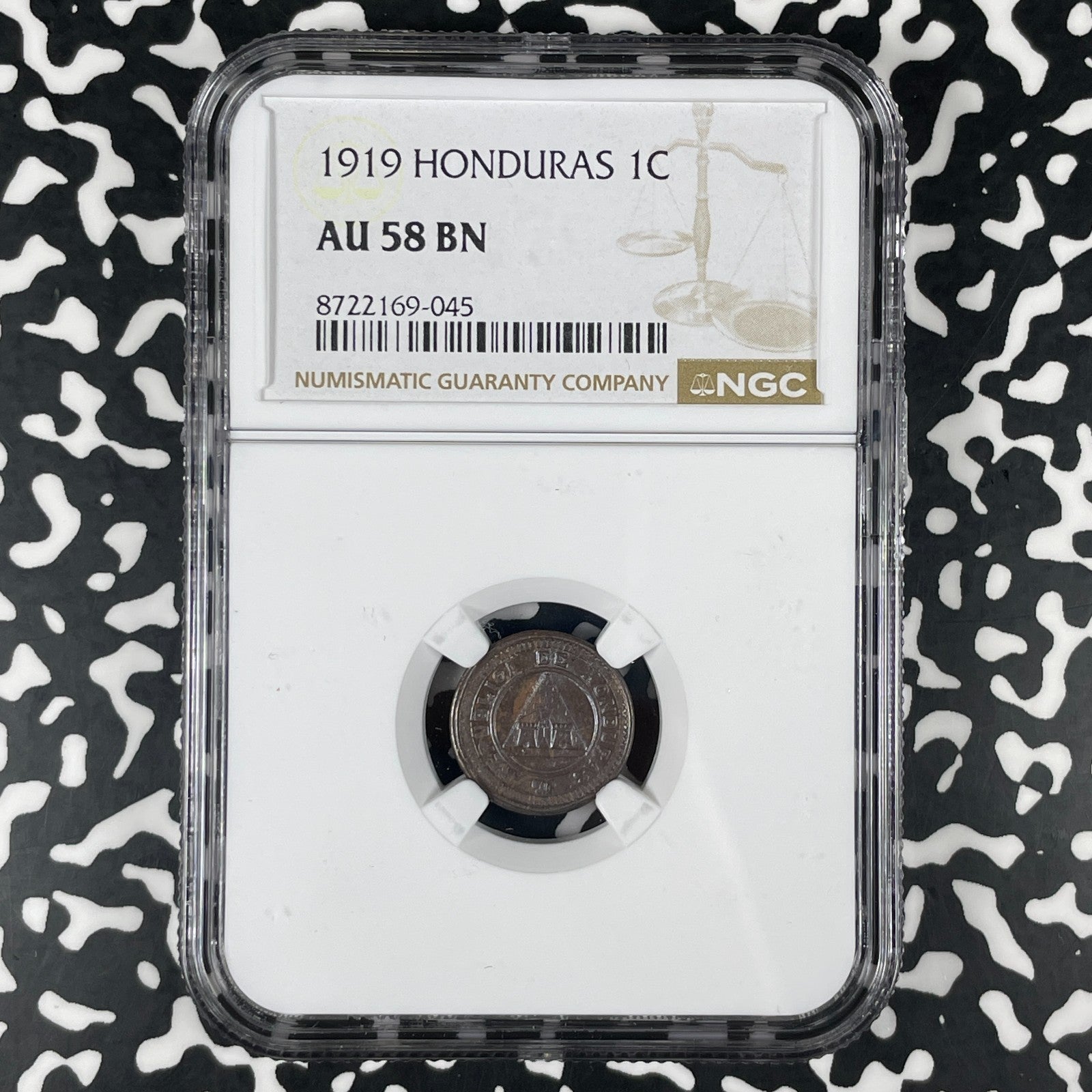1919 Honduras 1 Centavo NGC AU58BN Lot#G1797 Very Scarce!