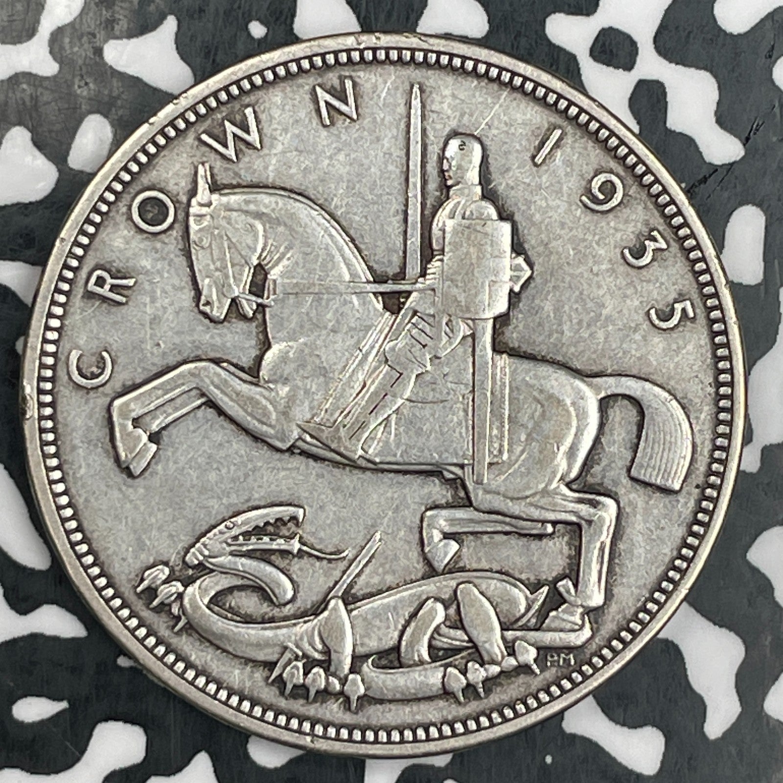 1935 Great Britain 1 Crown Lot#N1746 Large Silver Coin!