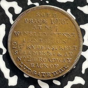 (c.1830) G.B. Sir Samuel Hannay 1/2 Penny Token Lot#JM0161 Nice! Rhinoceros