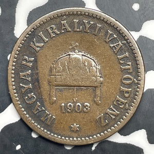 1903 Hungary 2 Filler Lot#C0905 Better Date