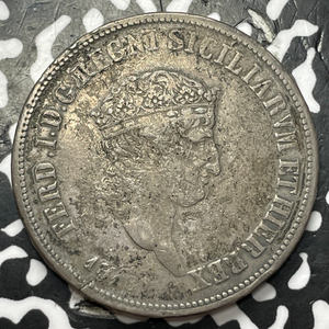 1818 Italy Naples 120 Grana Lot#JM7755 Large Silver Coin!