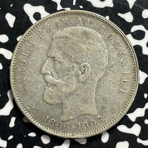 1906 Romania 5 Lei Lot#JM9984 Large Silver!