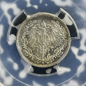 1918-D Germany 1/2 Mark PCGS MS67 Lot#WG7 Silver! Gem BU!