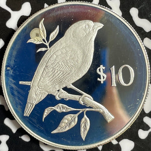 1978 Fiji $10 Dollars Lot#E0256 Large Silver Coin! Proof! Parrot Finch