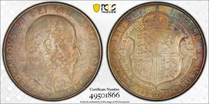 1902 G.B. 1/2 Half Crown PCGS AU58 Lot#G8011 Silver! Beautiful Toning! S-3980