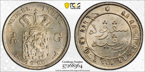 1900 Netherlands East Indies 1/10 Gulden PCGS MS64 Lot#G803 Silver! Choice UNC!