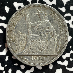 1900-A French Indo-China 1 Piastre Lot#JM9874 Large Silver!