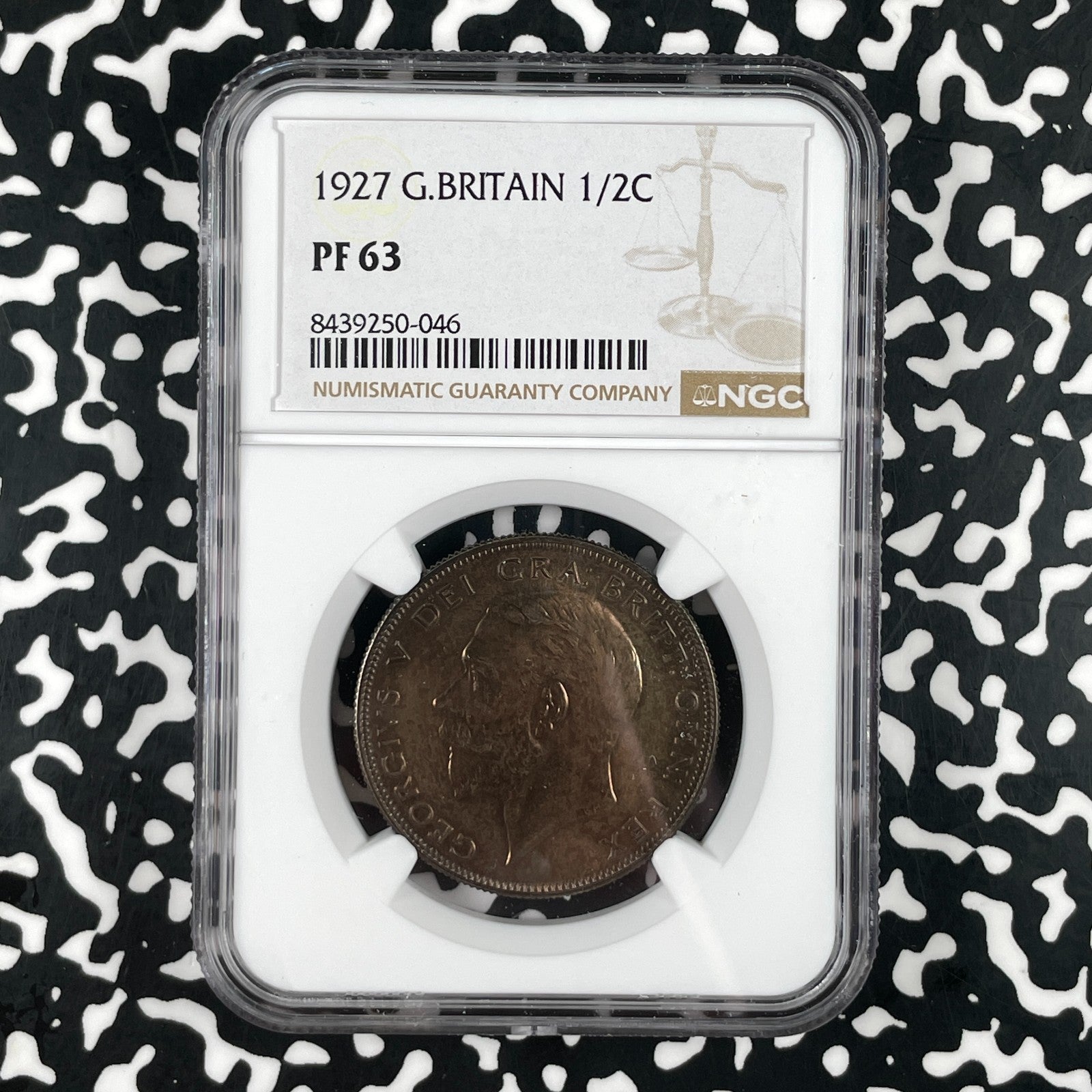 1927 Great Britain 1/2 Crown NGC PR63 Lot#G3332 Silver! Proof! Choice UNC!
