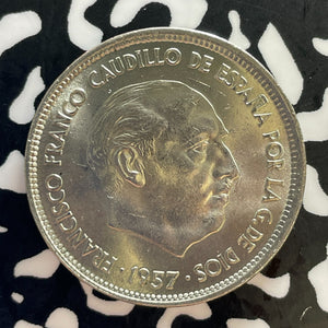 1957 (66) Spain 25 Pesetas Lot#T3013 High Grade! Beautiful!