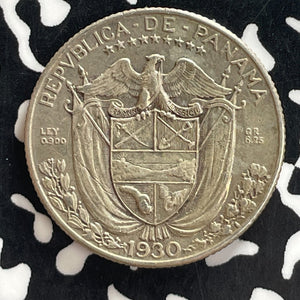 1930 Panama 1/4 Balboa Lot#T7639 Silver! Nice!