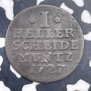 1727 Germany Hesse-Cassel 1 Heller Lot#C0961 Scarce!