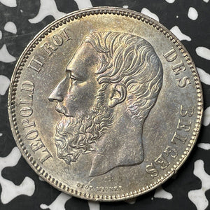 1873 Belgium 5 Francs Lot#JM8101 Large Silver! High Grade! Beautiful!