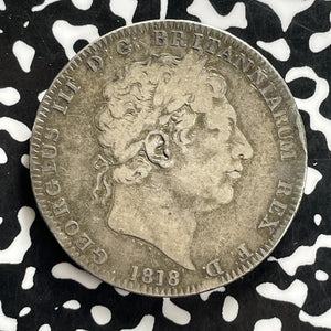 1818 Great Britain George III 1 Crown Lot#JM0210 Large Silver!