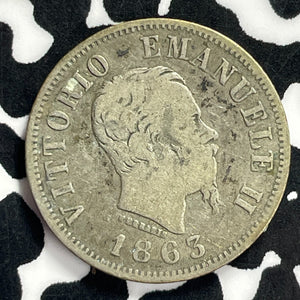 1863-M Italy 50 Centesimi Lot#T9499 Silver!