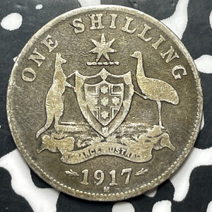 1917-M Australia 1 Shilling Lot#E8234 Silver!