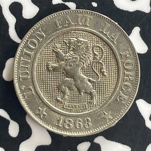 1863 Belgium 10 Centimes Lot#T8005 High Grade! Beautiful!