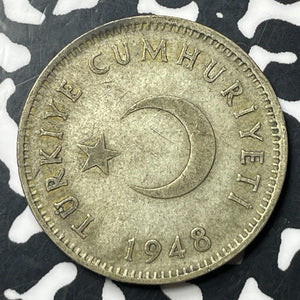 1948 Turkey 1 Lira Lot#E8139 Silver!