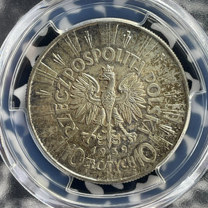 1939-(w) Poland 10 Zlotych PCGS Cleaned-UNC Detail Lot#G695 Silver!