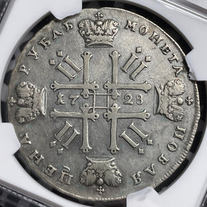 1728 Russia 1 Rouble NGC Cleaned-XF Details Lot#G6851 Large Silver Coin!