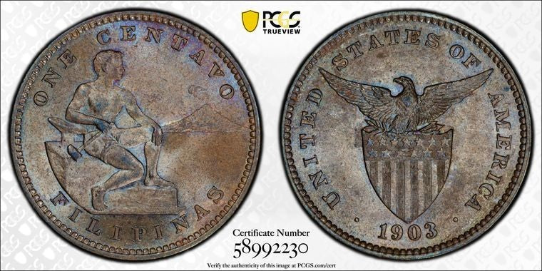 1903 U.S. Philippines 1 Centavo PCGS MS64BN Lot#G3924 Choice UNC!