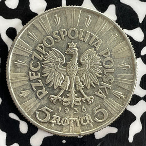1936 Poland 5 Zlotych Lot#C1145 Silver! Nice!